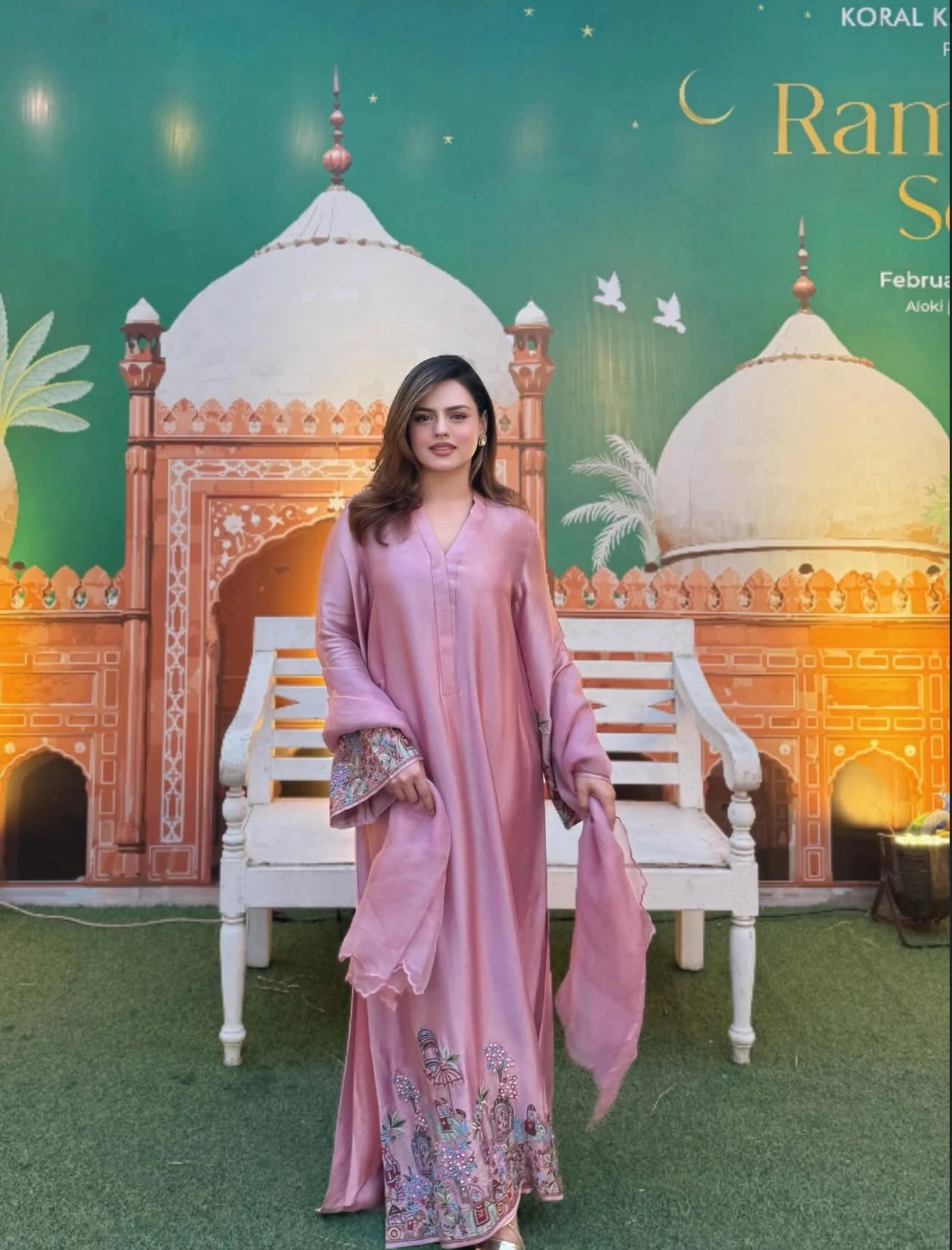 Coral Pink Mughal Motif Kameez